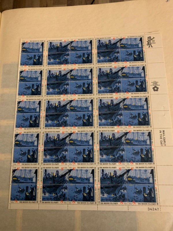 1973 8c Scott #1480-83 Boston Tea Party Sheet (50) MNH