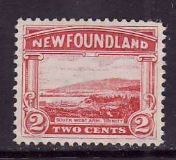 Newfoundland-Sc#132-used 2c carmine South West Arm-1923-id#13-
