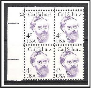 US Plate Block #1847 Carl Schurz MLH