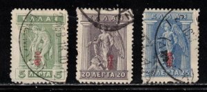 GREECE Scott # 233, 238-9 Used - With Overprints