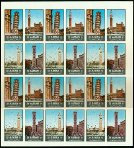 Ajman 1972 Mi#2074-2077B Sights of Italy sheet (folded) IMPERF MUH