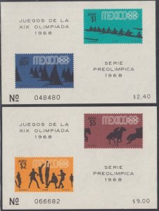 MEXICO Sc #C3336a,338a CPL MNH SET of 2 S/S MEXICO 19th SUMMER OLYMPICS 1968