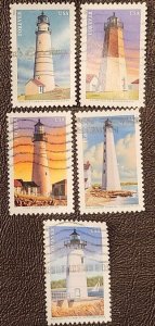 US Scott # 4791-4795  five used (46c) forever  Lighthouses, 2013; XF centering