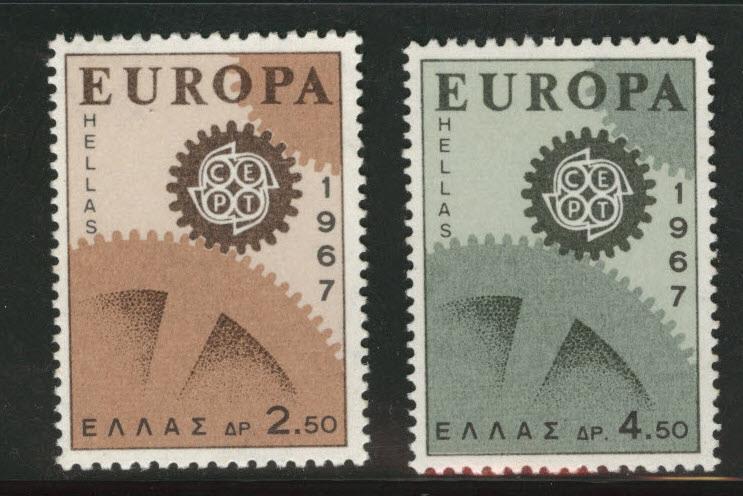 GREECE Scott 891-92 MH*  Europa 1967  stamp set