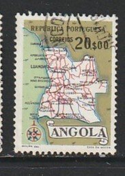 1955 Angola - Sc 393 - used VF - 1 single - Map of Angola