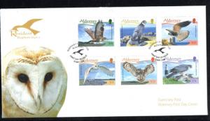 Alderney Sc 319- 24 2008 Birds Raptors stamp set on FDC