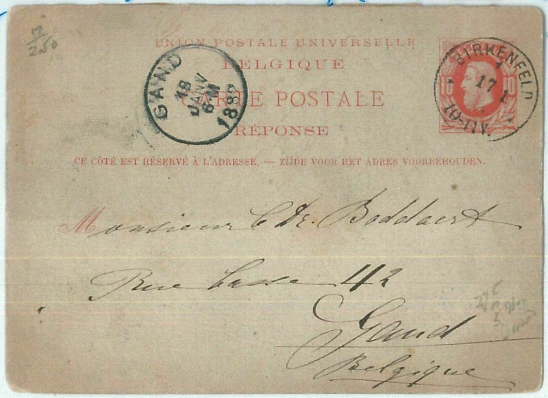 69876 - BELGIUM - POSTAL HISTORY - FULL CARD by BIRKENFELD 1882 - P17-