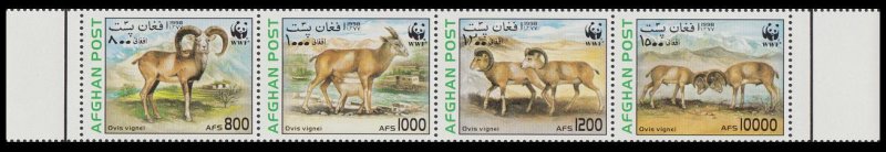 Afghanistan WWF Urial Strip of 4v 1998 MNH MI#1819-1822