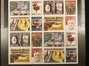 4898-4905   Vintage Circus Posters   MNH Forever pane of 16    FV $10.88  2014