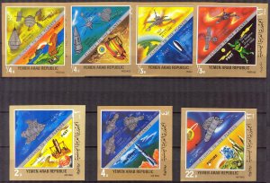 {Y037} Yemen 1969 Space Fligts to the Planets set Imperf. MNH Mi.928/34 9,50Eur