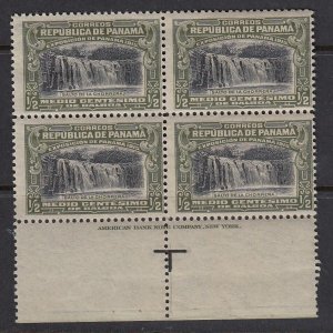 Panama 1915 Half Cent Olive Green & Black Imprint Block MNH. Scott 204 
