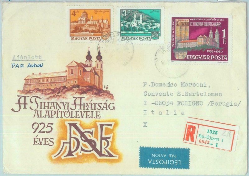 89063 - HUNGARY - POSTAL HISTORY -  REGISTERED Cachet COVER to ITALY 1980