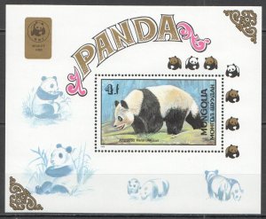 B0171 1989 Mongolia Fauna Wwf Pandas Wild Animals Bl134 Michel 14 Euro Mnh