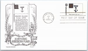 1968 FIRST DAY COVER AMERICAN FLAG SERIES ARISTOCRAT CACHET RHODE ISLAND FLAG