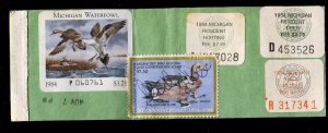 MICHIGAN 1982 Resident Hunting License/ RW49 + State Stamps -561