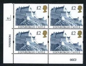 SG1613 1992 Two Pound Castle (Indigo) Plate 2U Creamy Paper U/M