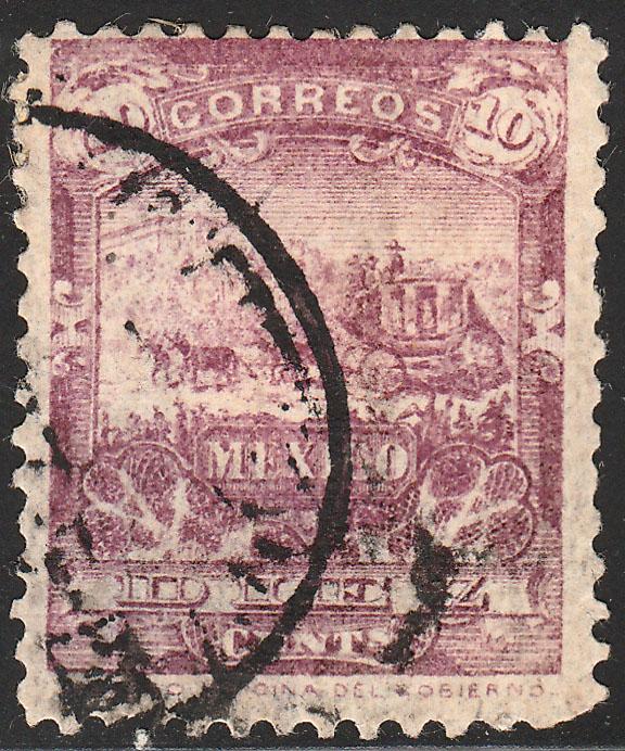 MEXICO 284, 10cents MULITA UNWATERMARKED, HORIZ PAPER GRAIN. USED (268)