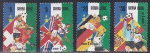 Sierra Leone # 1036, 1037, 1040, 1041, World Cup Soccer, NH, 1/3 Cat.