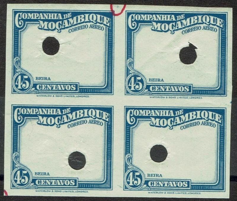 MOZAMBIQUE COMPANY 1935 AIRMAIL 45C IMPERF PROOF BLOCK FRAME ONLY MNH **