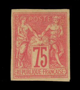 FRANCE 1876 Peace & Commerce (Sage)  75c rose  Scott# 75a  IMPERF UNUSED VF