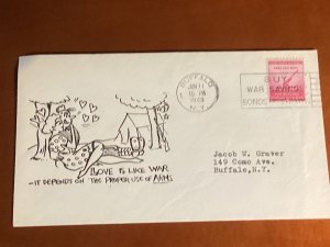 6/11/1943 WW2 patriotic cover Walt Lupton cachet Love is like War to J.W. Graver