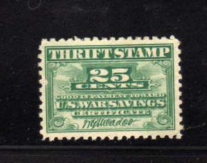 WS1 Thrift Stamp US War Savings Certificate 25c Revenue Used Fault Left Edge