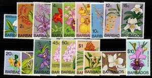 BARBADOS SG485/500 1974 ORCHIDS MNH