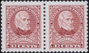 US 2587 James K Polk 32c horz pair MNH 1995