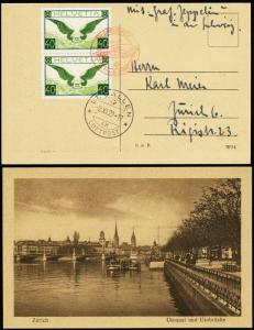 1929 Graf Zeppelin Switzerland to Germany Picture Postcard - Stuart Katz