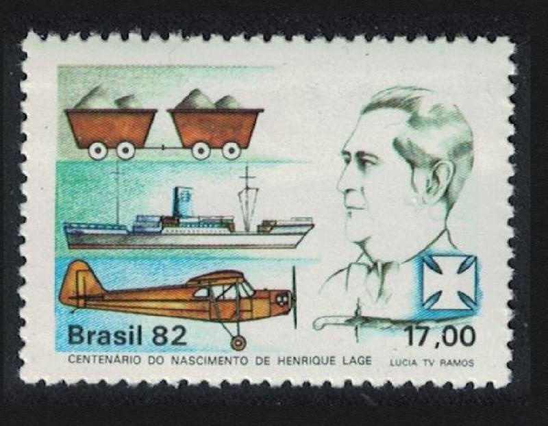 Brazil Airplane Ship Coal Birth Centenary of Henrique Lage industrialist SG#1942