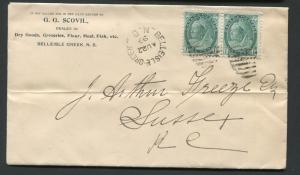 NEW BRUNSWICK SPLIT RING TOWN CANCEL COVER BELLEISLE CREEK