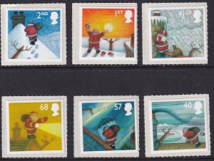 Sc# 2245 / 2250 Great Britain 2004 Christmas MNH self adhesive set CV $10.05