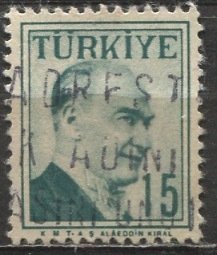 Turkey 1957: Sc. # 1272; Used Single Stamp