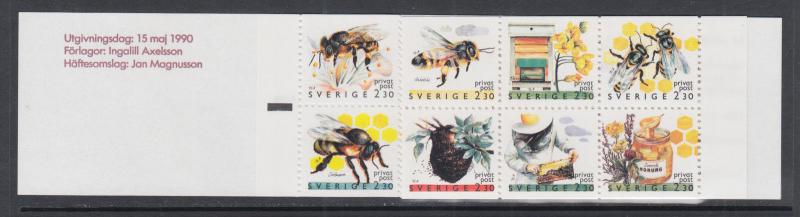 Sweden Sc 1828a MNH. 1990 Apiculture Intact Booklet, VF Bees, Honey 