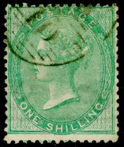 Sg72, 1s green, FINE used. Cat £310.