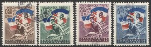 Yugoslavia  1946 Sc B138-141 Used Semi-postal set of 4, F-VF, cv $6.50