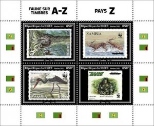 Niger - 2021 Fauna & WWF Zaire - 4 Stamp Sheet - NIG210244a