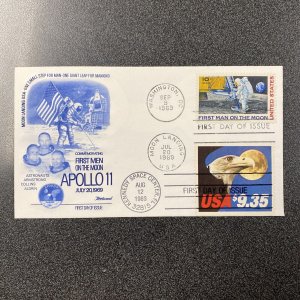 Apollo 11 - First Man On The Moon Cover W. Eagle Stamp - Fleetwood Cover