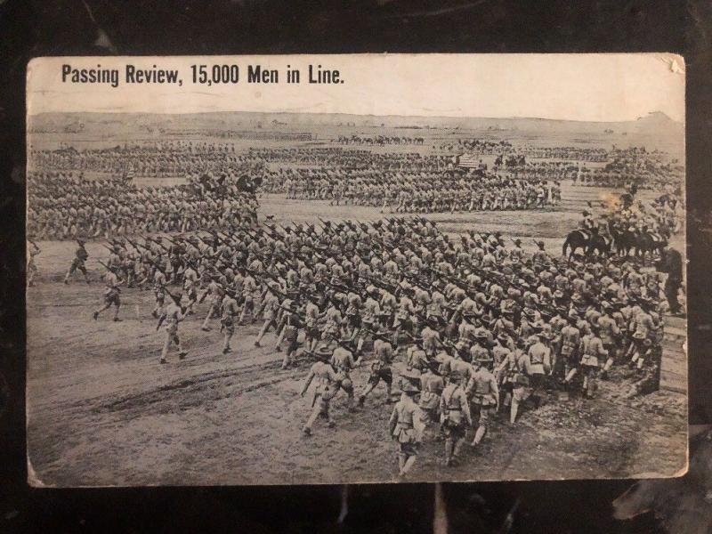 1916 Mission TX USA RPPC Postcard Cover Mexico Revolution Passing Review