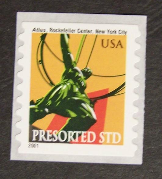 # 3520 MNH (10c) Atlas Statue, NYC 2001 s/a - 4390