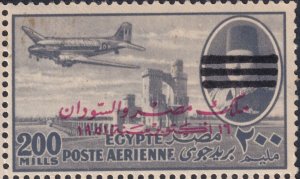 Sc# C89 Egypt 1953 Farouk & DC-3 MNH airmail 200m overprint issue CV $12.50 