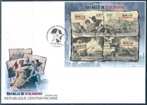 CENTRAL AFRICA  70th ANNIVERSARY BATTLE OF STALINGRAD  SHEET  FDC