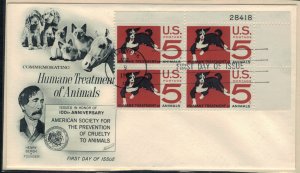 U.S. #1373  FDC Plate Block  Humane Treatment of Animals