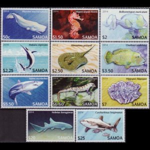 SAMOA 2014 - Scott# 1167/78 Marine Life Missing $9 NH