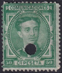 Spain 1876 Sc 227 telegraph punch (taladrado) cancel