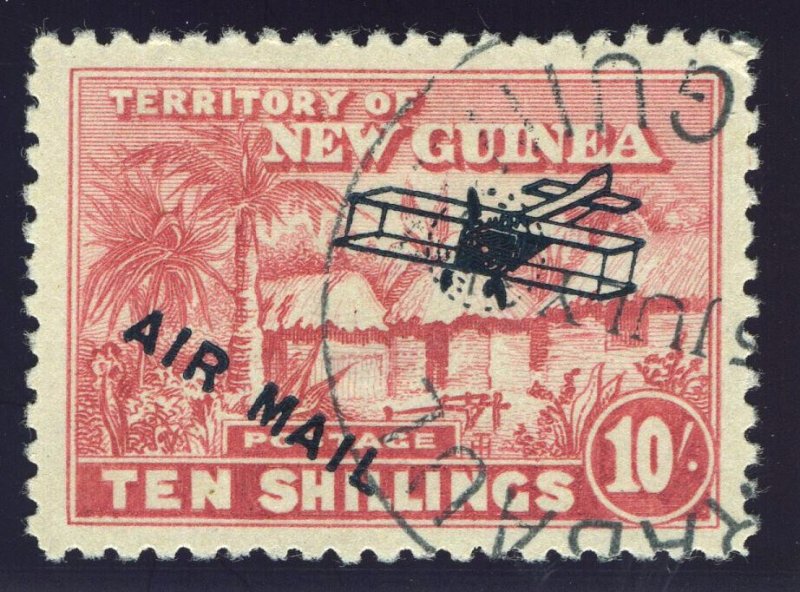 New Guinea 1931 Air Mail overprint 10s bright pink VFU. SG 148. Sc C12.