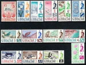 1960 Gibraltar QE portrait type complete set MNH Sc# 147 / 160 CV $82.55