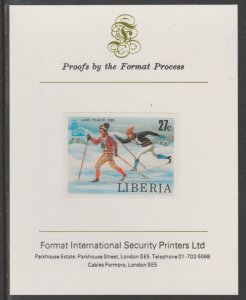 LIBERIA 1980 LAKE PLACID OLYMPICS  imperf proof mounted on Format Int Proof Card