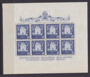 CROATIA, 1943 7th. Centenary of Zagreb, 3k.50 Blue, sheet of 8, mnh.