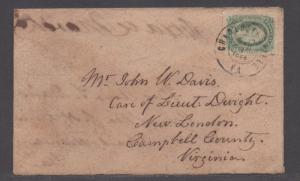 **CSA Cover, SC# 11, Charlottesville, VA, 3/8/1864, Turned Cover